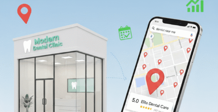 Professional dental clinic visible on Google Maps with Local SEO for Dentists, attracting more nearby patients and improving clinic bookings.